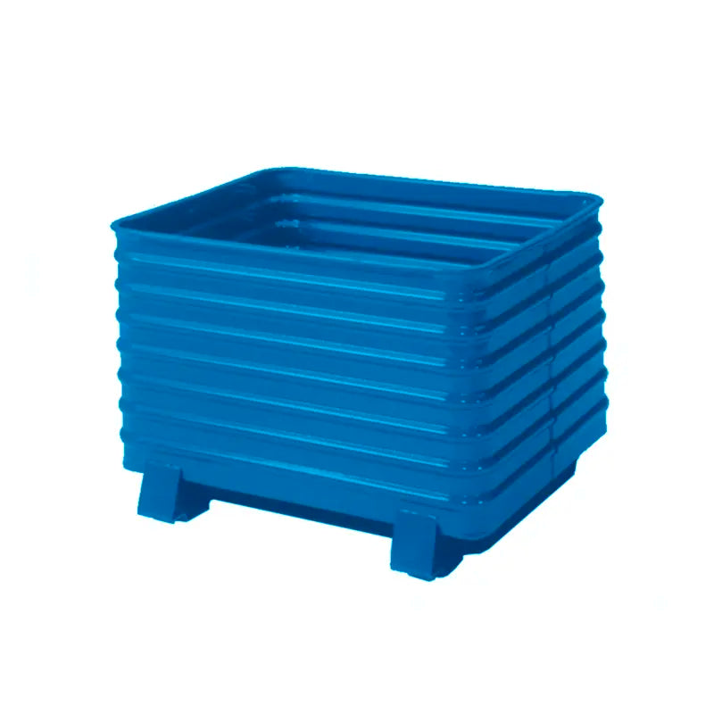 Rounded Steel Blue Stackable Storage Container, 41.5"x49.5"x28.5"