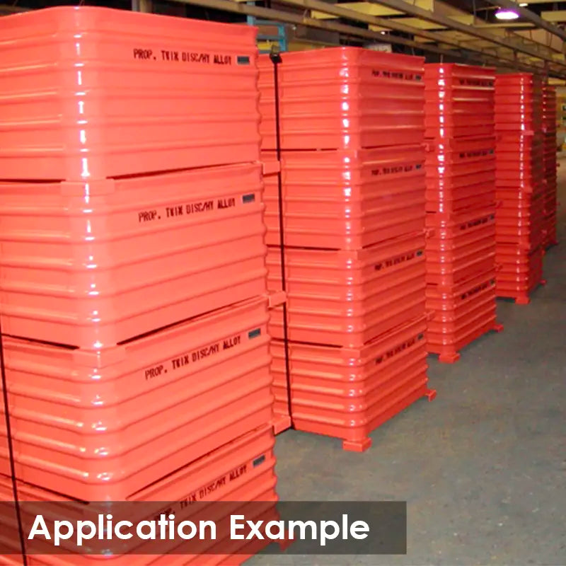 Rounded Steel Orange Stackable Storage Container, 33.5"x41.5"x28.5"