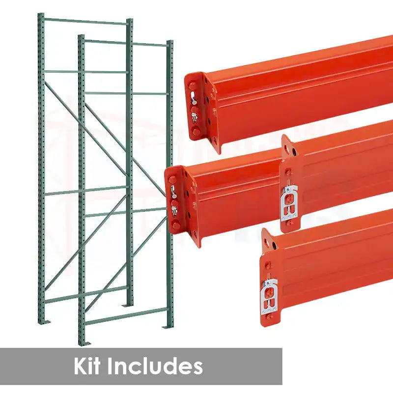 96"W x 42"D x 144"H Teardrop Starter Pallet Rack Kit | 5080 lb Capacity Per Level