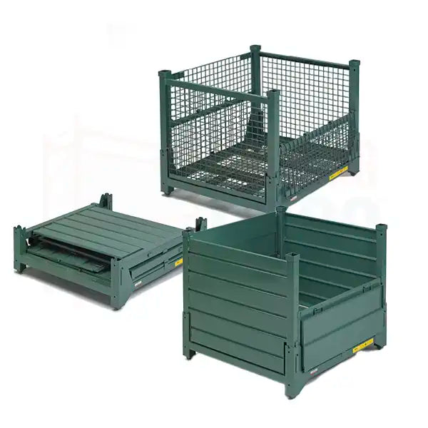 Heavy-Duty Steel Collapsible Containers with Half Doors – Racking Pros