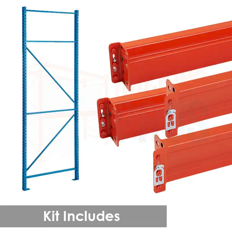 96"W x 48"D x 144"H Teardrop Add-On Pallet Rack Kit | 5080 lb Capacity Per Level