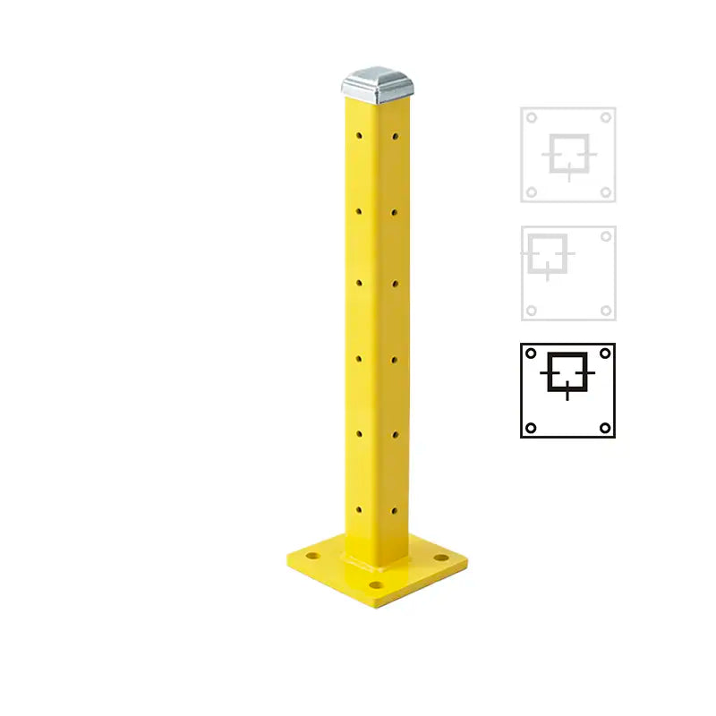 42" Side Offset Guard Rail Post with Cap, Triple High Rail
