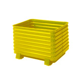 Rounded Steel Yellow Stackable Storage Container, 41.5"x49.5"x28.5"