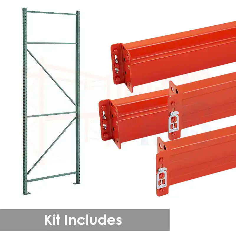 120"W x 42"D x 96"H Teardrop Add-On Pallet Rack Kit | 6700 lb Capacity Per Level